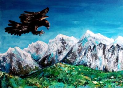 mountains and eagle